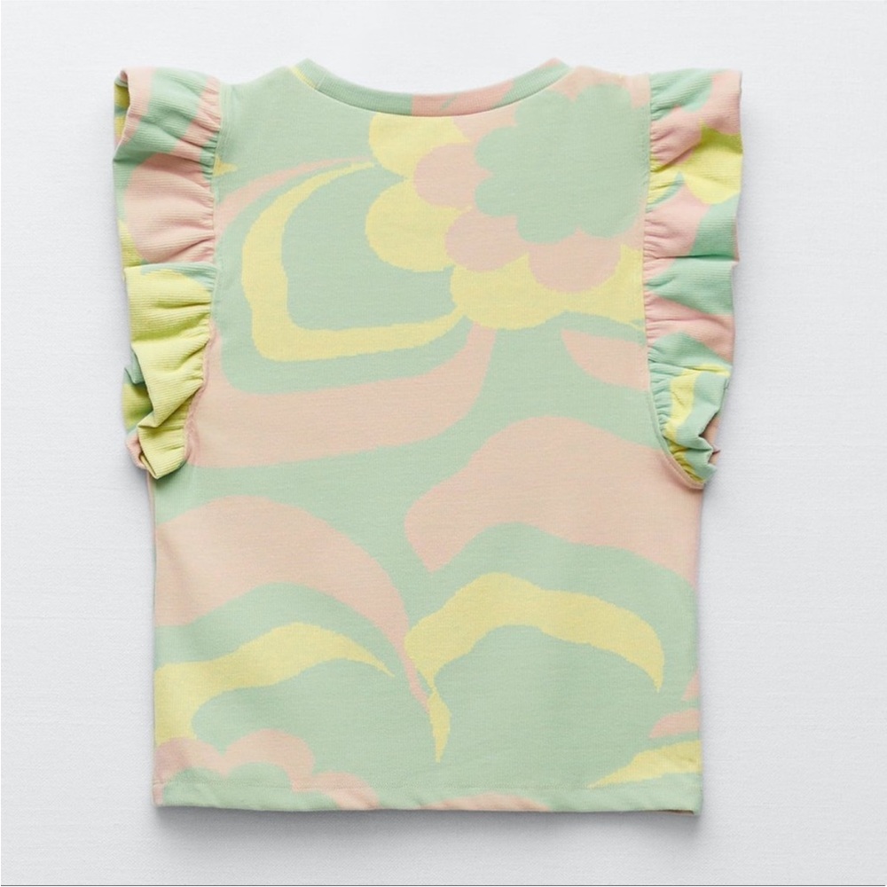NWT ZARA RUFFLED JACQUARD TOP - Picture 2 of 14